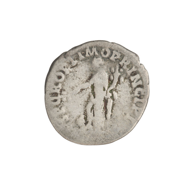 Denarius of Emperor Trajan (53–117; ruled 98–117). Obverse: bust of Trajan right, laurel-wreathed;