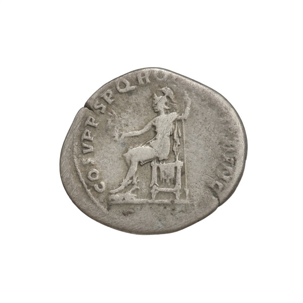 Denarius, Trajan (53–117; Roman emperor 98–117). Obverse: head of Trajan facing right, decorated