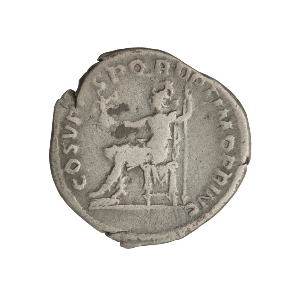 Denarius of Trajan (53–117 CE; Roman emperor 98–117). Obverse: head of Trajan right, decorated with