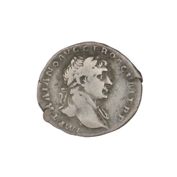 denarius, Trajan (53–117; Roman emperor 98–117); Obv.: head of Trajan right, decorated with a