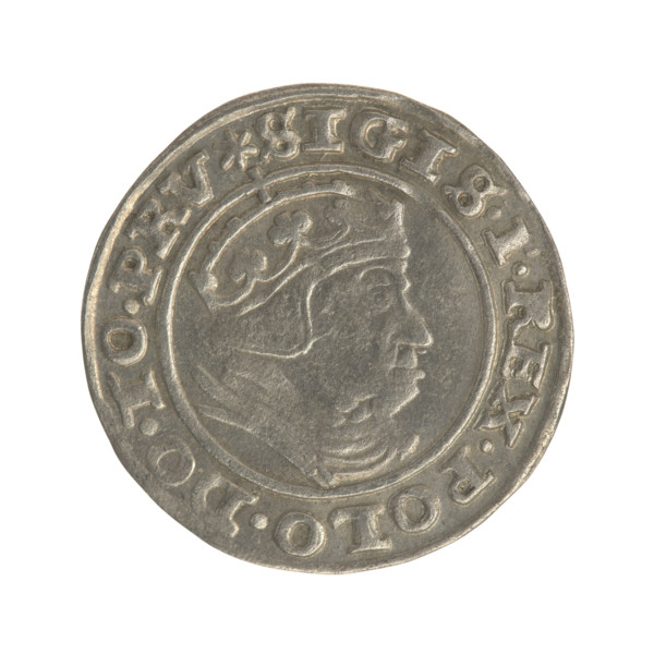 Gdansk grosz, Sigismund I the Old (King of Poland; 1506–1548). Polish coin (1540). Obverse: Crowned