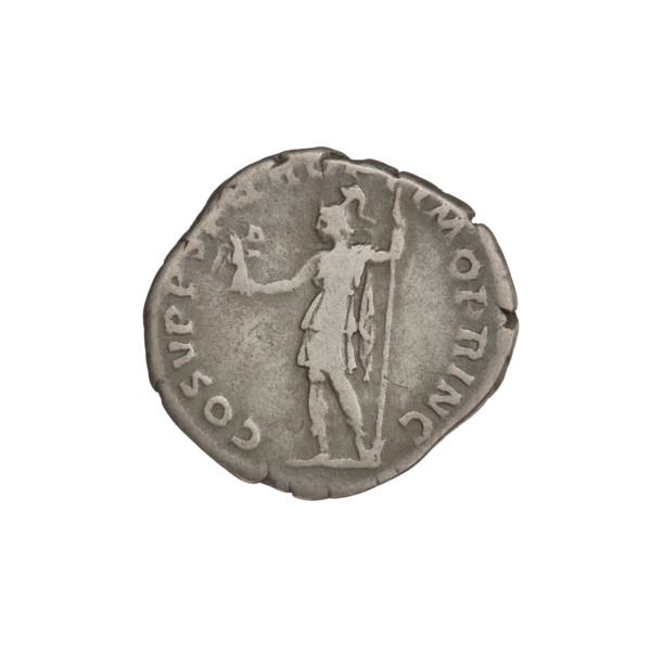 Denarius, Trajan (53–117; Roman emperor 98–117). Obverse: head of Trajan facing right, decorated