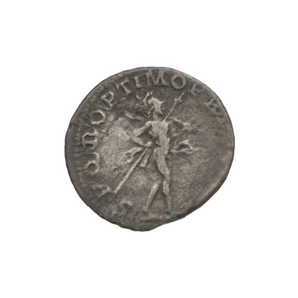 Denarius of Trajan (53–117; Roman emperor 98–117). Obverse: head of Trajan in laurel wreath facing