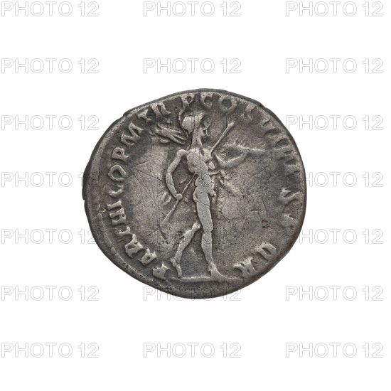 Denarius, Trajan (53–117; Roman emperor 98–117). Obverse: head of Trajan in laurel wreath facing