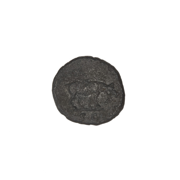 Quarter, Trajan (53–117; Roman emperor 98–117), boars, laurel wreaths, heads. Obv.: head of bearded