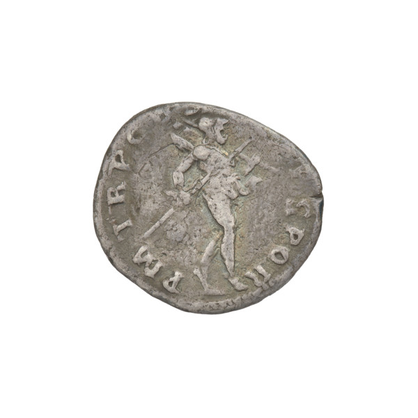 Denarius, Trajan (53–117; Roman emperor 98–117). Obverse: head of Trajan with laurel wreath facing