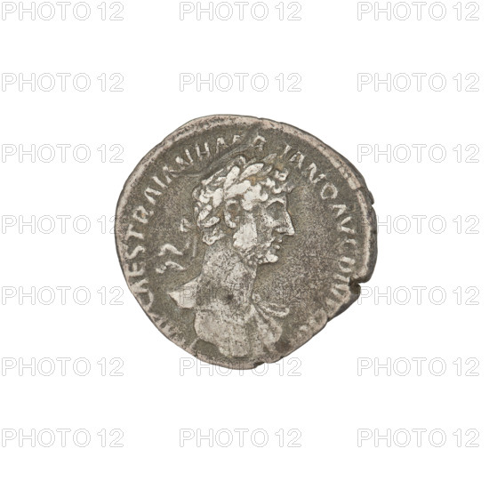 Denarius, Hadrian (76–138; Roman emperor 117–138). Obverse: Hadrian's head right, laurel wreath in