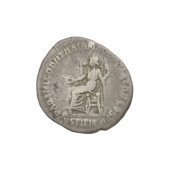 Denarius, Hadrian (76–138; Roman emperor 117–138). Obverse: head of Hadrian right, laurel wreath in