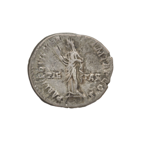 denarius, Hadrian (76–138; Roman emperor 117–138), laurel wreaths, heads, Pietas (personification).
