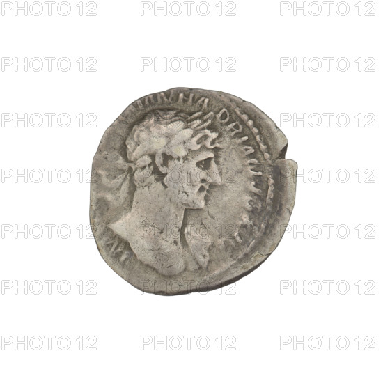 Denarius, Hadrian (76–138; Roman emperor 117–138). Obverse: bust of Hadrian right, laurel wreath in