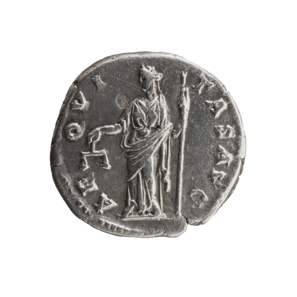 Denarius of Antoninus Pius (86–161; Roman emperor 138–161), 140–144. Obverse: Head of Antoninus