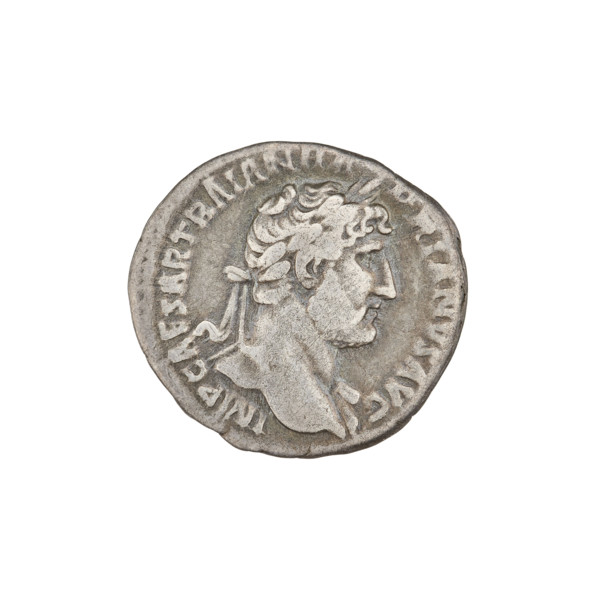 Denarius, Hadrian (76–138; Roman emperor 117–138). Obverse: laureate head of Hadrian right; rim