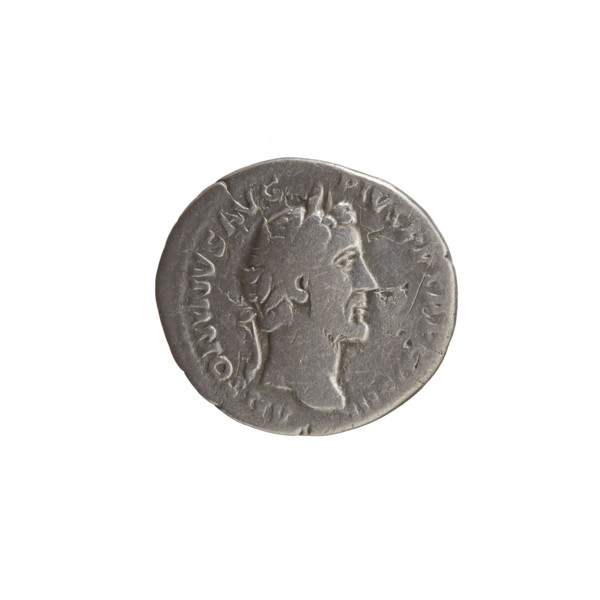 Denarius of Antoninus Pius (86–161; Roman Emperor 138–161). Obverse: Head of Antoninus Pius in