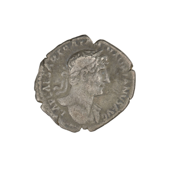 Denarius, Hadrian (76–138; Roman emperor 117–138). Obverse: bust of Hadrian right, laurel wreath in
