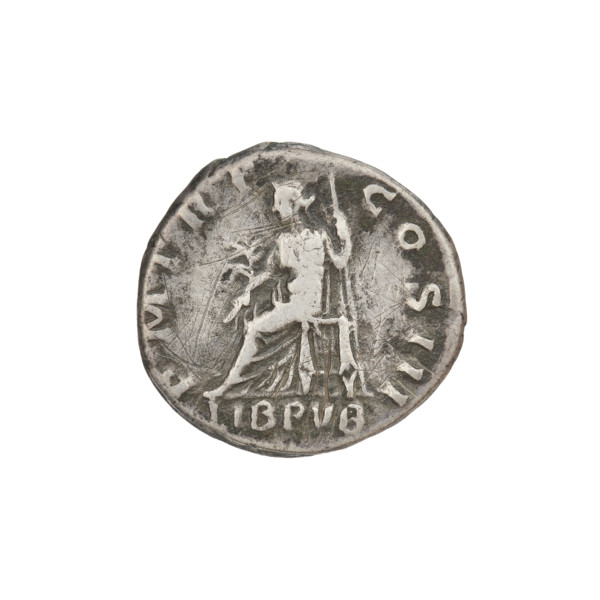 Denarius, Hadrian (76–138; Roman emperor 117–138). Obverse: bust of Hadrian right, laurel wreath in