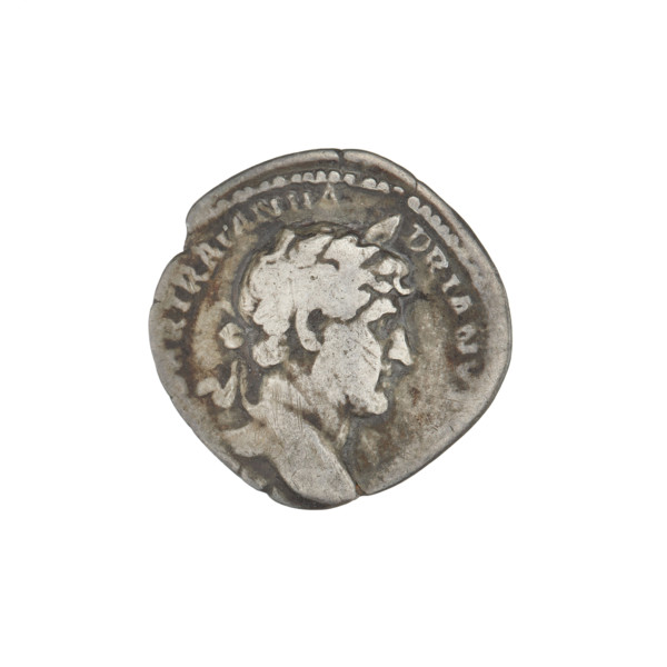 Denarius, Hadrian (76–138; Roman emperor 117–138). Obverse: bust of Hadrian right, laurel wreath in