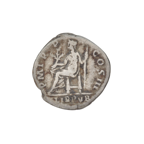 Denarius, Hadrian (76–138; Roman emperor 117–138). Obverse: bust of Hadrian right, laurel wreath in