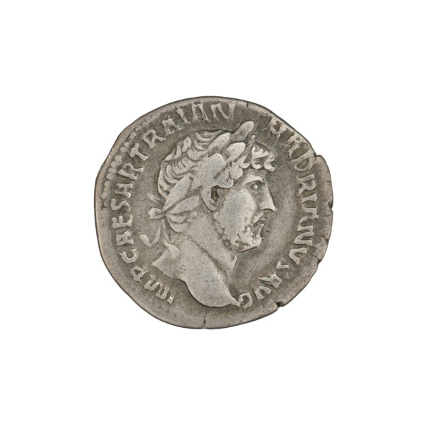 Denarius, Hadrian (76–138; Roman emperor 117–138). Obverse: bust of Hadrian to the right, laurel