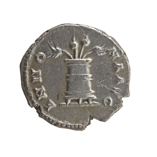 Denarius of Antoninus Pius (86–161; Roman Emperor 138–161). Obverse: Head of Antoninus Pius in a