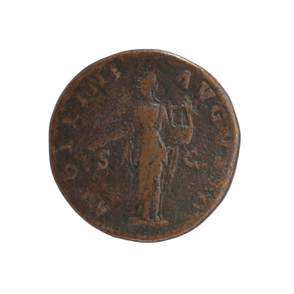 Sestertius, Antoninus Pius (86–161; Roman emperor 138–161), obverse: Bust of Antoninus Pius in a
