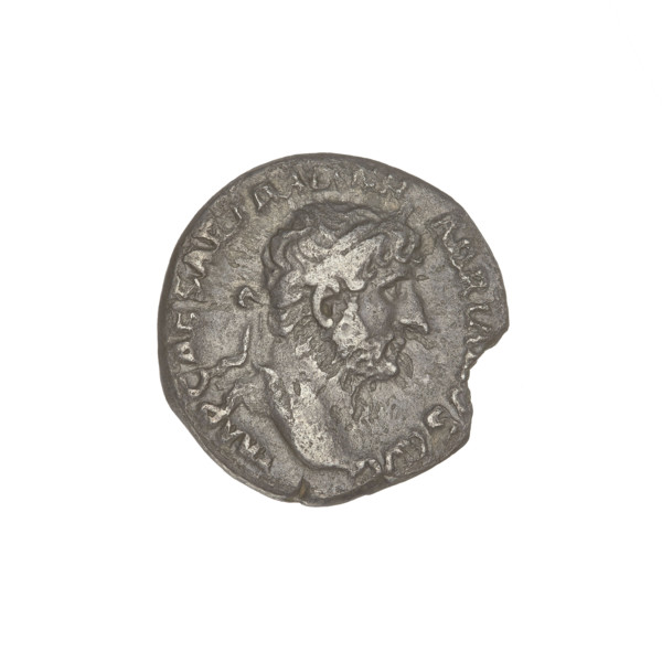 Denarius, Hadrian (76–138; Roman emperor 117–138). Obverse: bust of Hadrian with laurel wreath and
