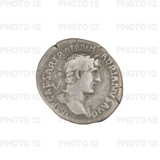 Denarius, Hadrian (76–138; Roman emperor 117–138). Obverse: bust of Hadrian with laurel wreath