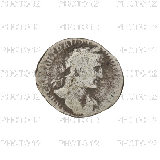 Denarius, Hadrian (76–138; Roman emperor 117–138). Obverse: bust of Hadrian with laurel wreath