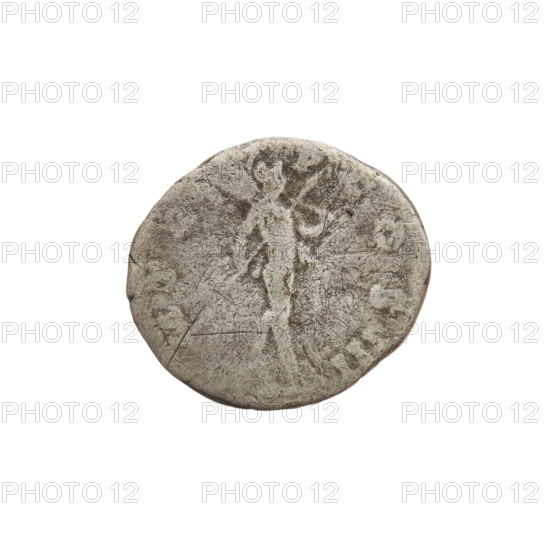 Denarius of Hadrian (76–138; Roman emperor 117–138). Obverse: bust of Hadrian with laurel wreath