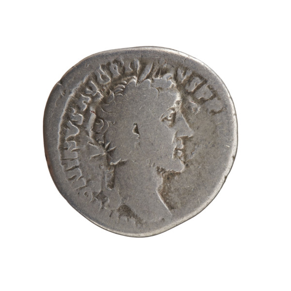 Denarius of Antoninus Pius (86–161; Roman Emperor 138–161). Obverse: Head of Antoninus Pius in a