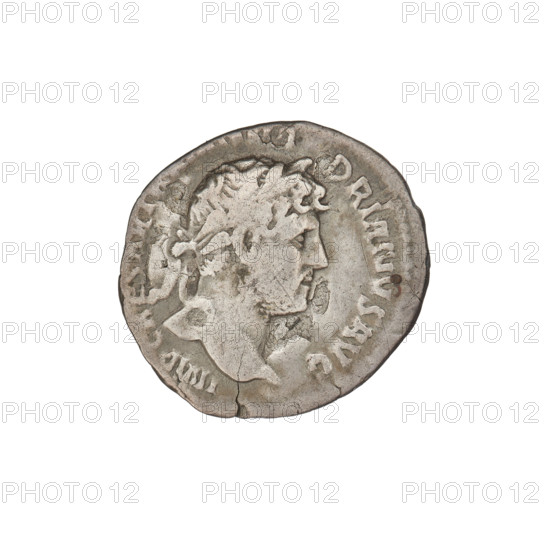 Denarius, Hadrian (76–138; Roman emperor 117–138). Obverse: Bust of Hadrian with laurel wreath