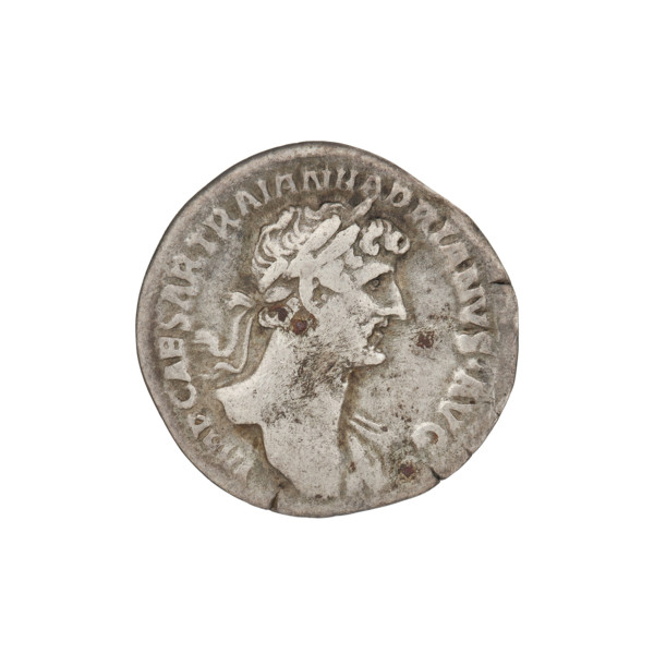 Denarius, Hadrian (76–138; Roman emperor 117–138). Obverse: Bust of Hadrian with laurel wreath