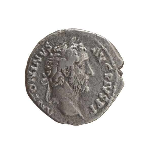 Denarius of Antoninus Pius (86–161; Roman emperor 138–161). Obverse: Head of Antoninus Pius in a