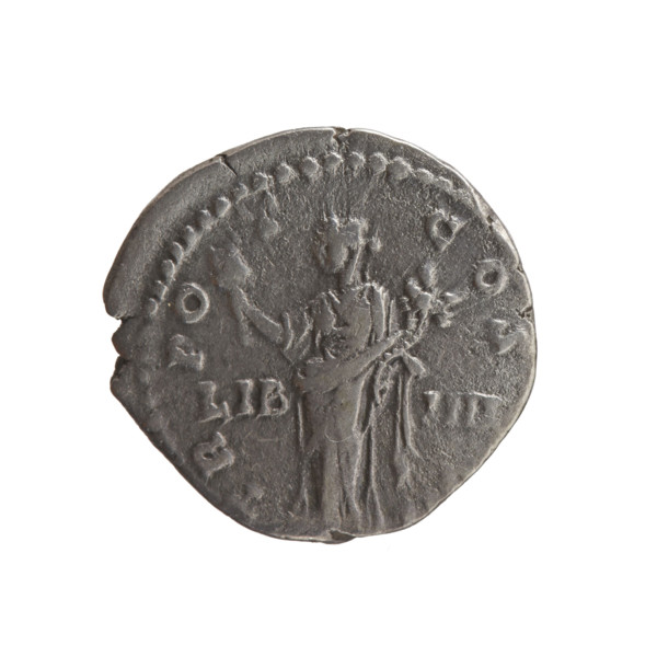Denarius of Antoninus Pius (86–161; Roman emperor 138–161). Obverse: head of Antoninus Pius in a