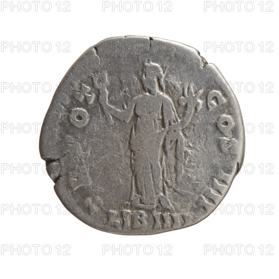 Denarius of Antoninus Pius (86–161; Roman emperor 138–161). Obverse: Head of Antoninus Pius in a