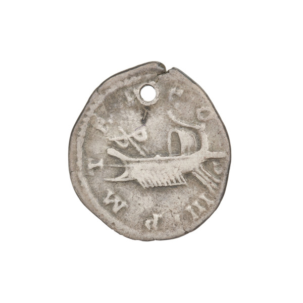 Denarius of Hadrian (76–138; Roman emperor 117–138). Obverse: bust of Hadrian with laurel wreath