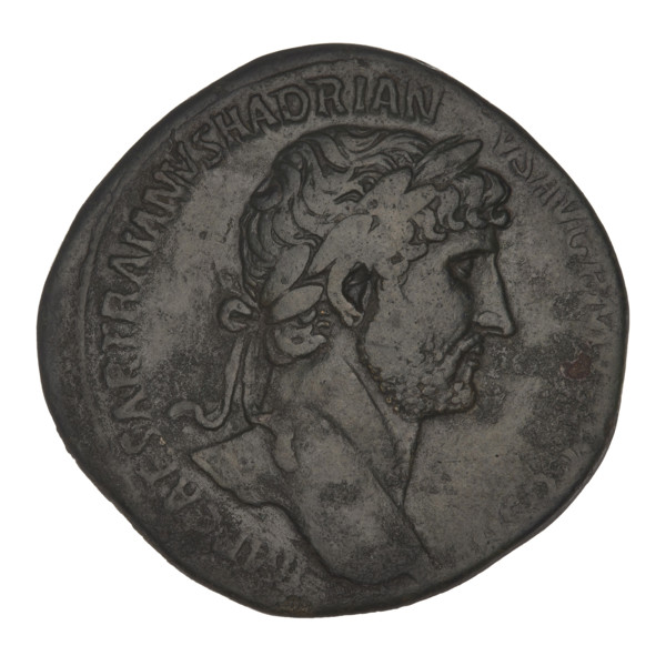 Sestertius, Hadrian (76–138; Roman emperor 117–138). Obverse: Bust of Hadrian with a laurel wreath