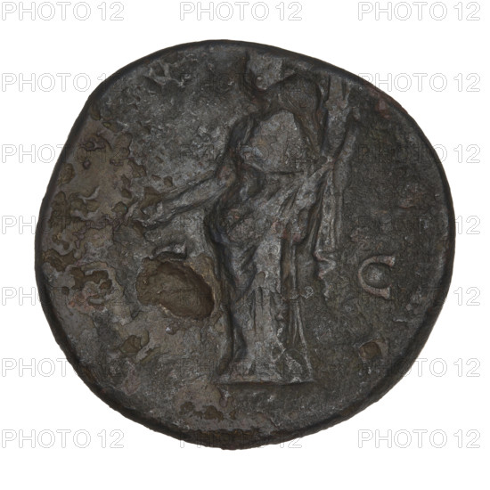 Sestertius of Hadrian (76–138; Roman emperor 117–138). Obverse: Bust of Hadrian with laurel wreath