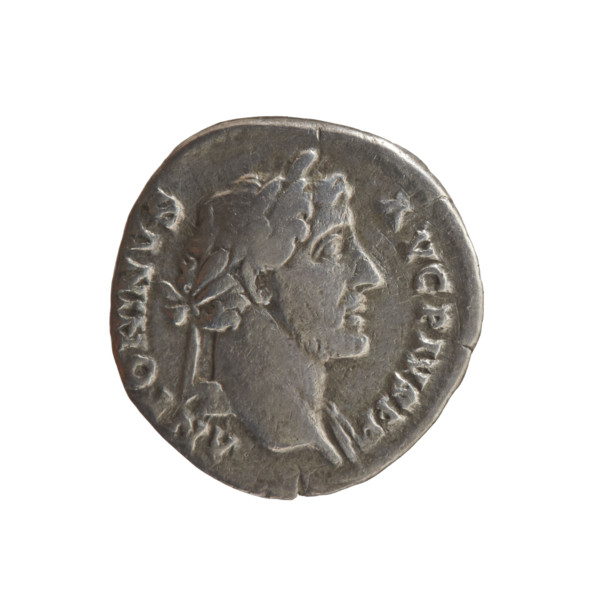 Denarius, Antoninus Pius (86–161; Roman emperor 138–161) — obverse: head of Antoninus Pius in a