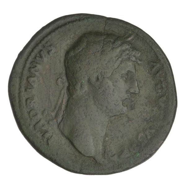 Sestertius, Hadrian (76–138; Roman emperor 117–138). Obverse: bust of Hadrian facing right in