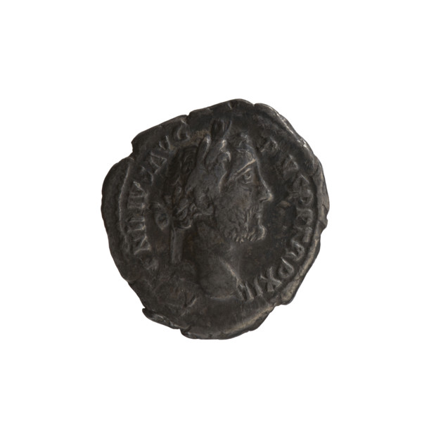 Denarius of Antoninus Pius (reigned 138–161 CE). Obverse: Head of Antoninus Pius in a laurel wreath