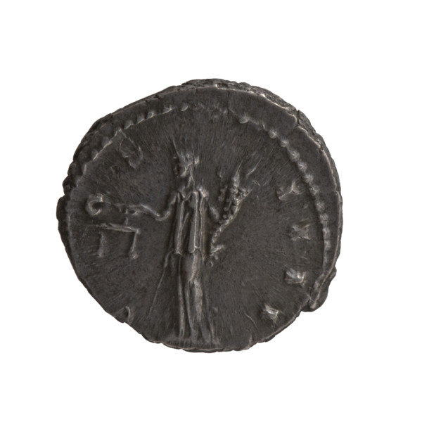 Denarius of Antoninus Pius (86–161; Roman emperor 138–161). Obverse: Head of Antoninus Pius in a