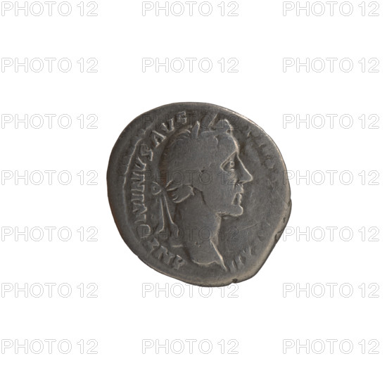 Denarius of Antoninus Pius (86–161; Roman emperor 138–161). Obverse: Head of Antoninus Pius in a