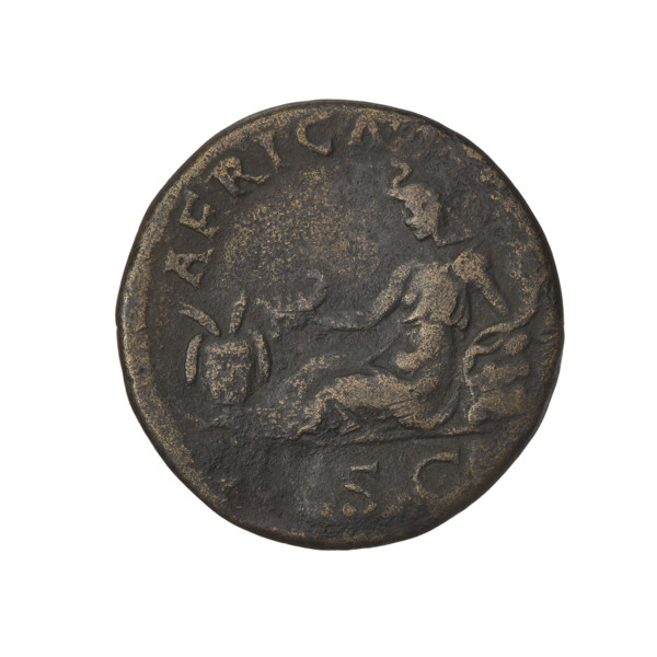 Hadrian (76–138; Roman emperor 117–138). Obverse: head of Hadrian in laurel wreath facing right;