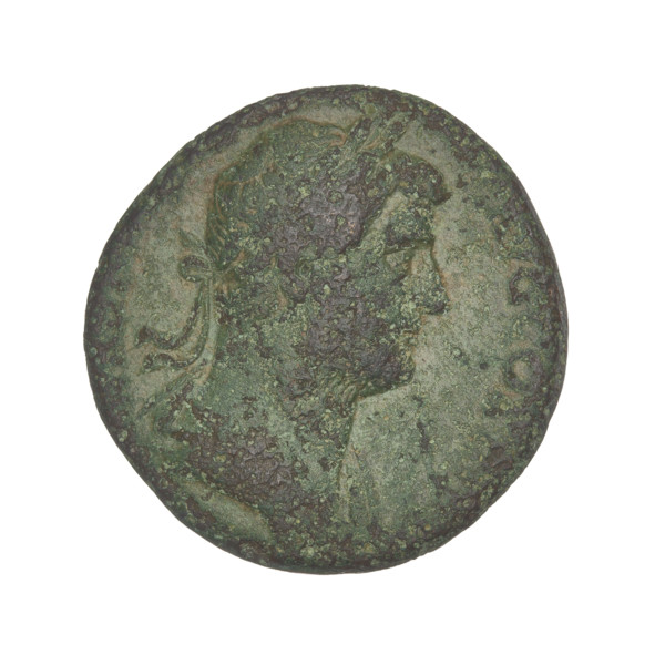 Hadrian (76–138; Roman emperor 117–138). Coin (119–138, Rome, Roman Empire). Obverse: head of