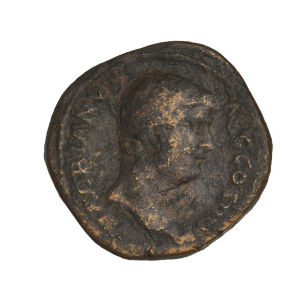 Hadrian (76–138; Roman emperor 117–138). Obverse: head of Hadrian in laurel wreath facing right;
