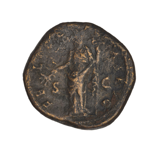 Hadrian (76–138; Roman emperor 117–138). Obverse: head of Hadrian in laurel wreath facing right;