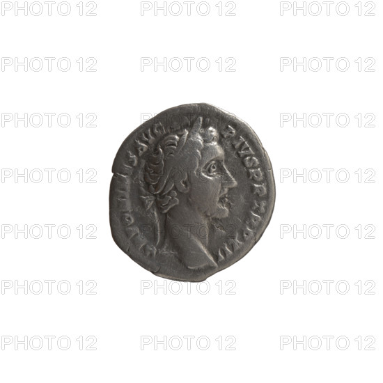 Denarius, Antoninus Pius (86–161; Roman emperor 138–161). Obverse: head of Antoninus Pius in a