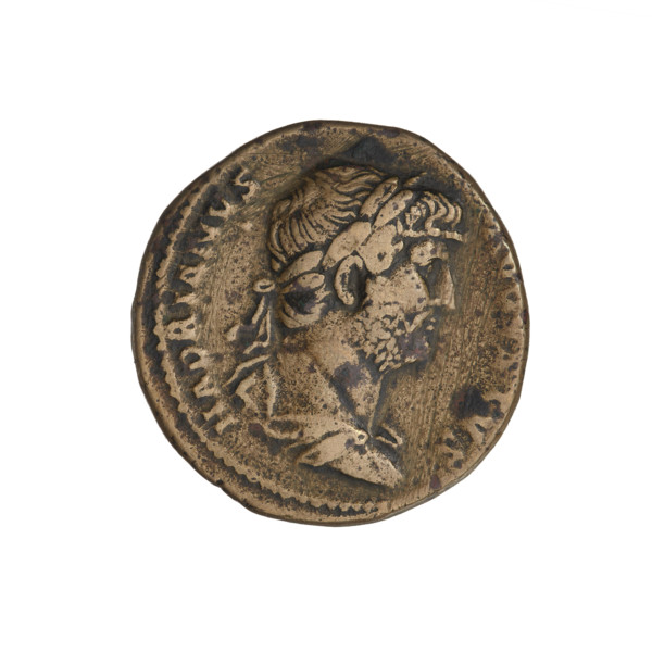 Hadrian (76–138; Roman emperor 117–138). Obverse: Bust of Hadrian with laurel wreath facing right;