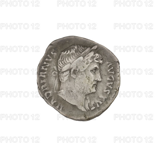 Denarius, Hadrian (76–138; Roman emperor 117–138). Obverse: head of Hadrian in laurel wreath facing