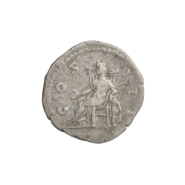 Denarius of Hadrian (76–138; Roman emperor 117–138). Obverse: head of Hadrian in laurel wreath
